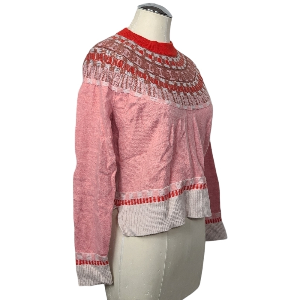 Madewell Mayer Fair Isle Merino Wool Blend Pink Sweater S - Picture 4 of 8